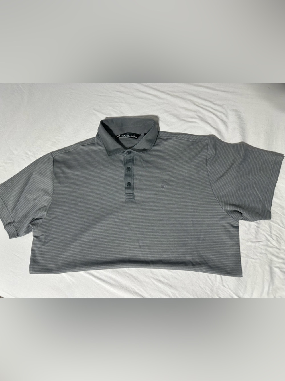 Travis Mathew Golf Gray Ribbed Polo Shirt - L Men